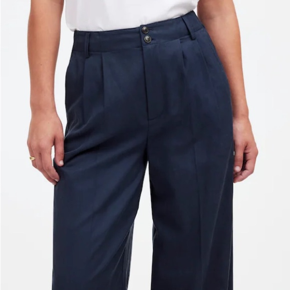 Madewell The Harlow Wide-Leg Pant in Drapey Twill size 4 in Deep Indigo - Picture 5 of 10
